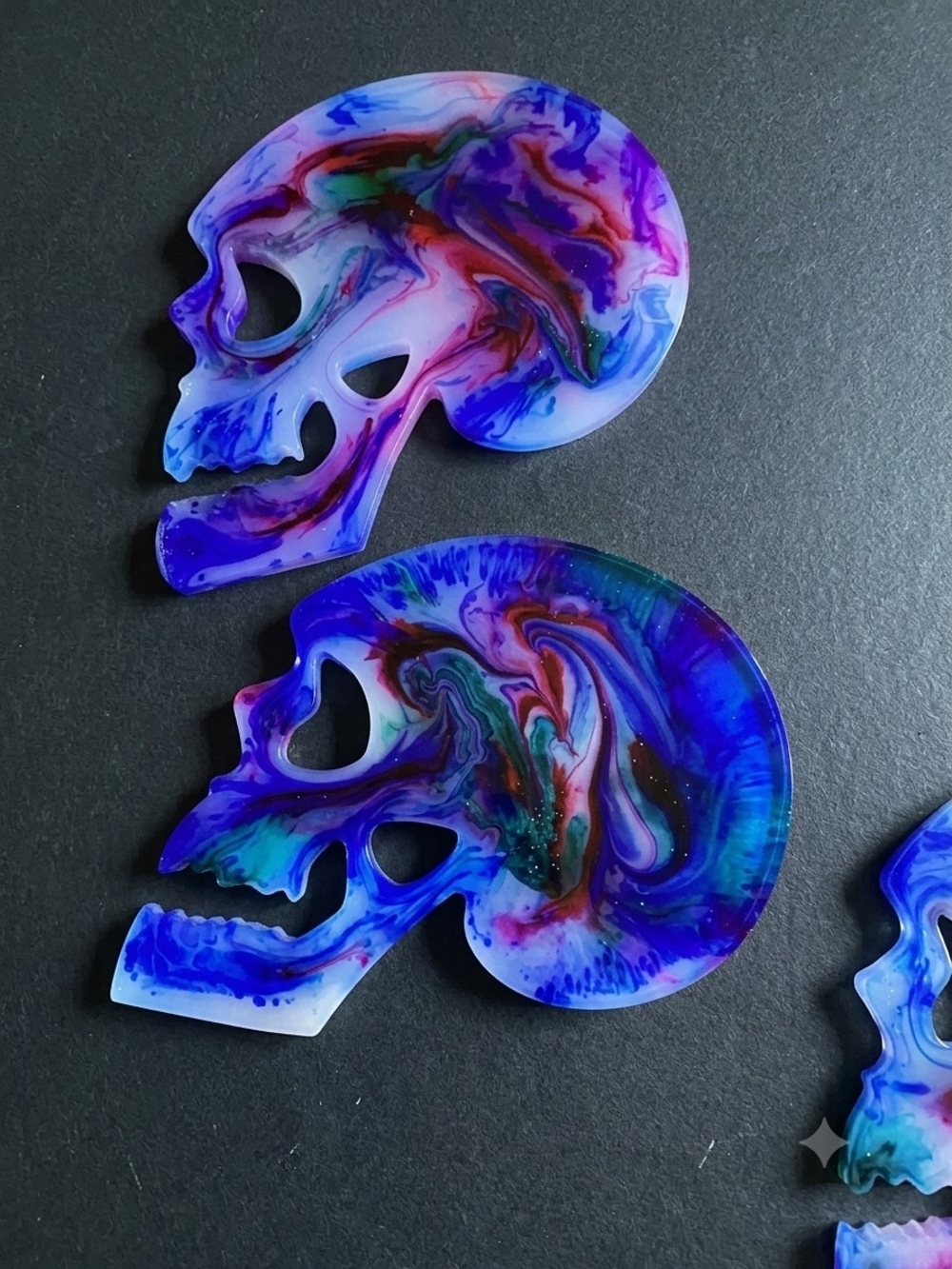 Handcrafted Multicolor Resin Extra Large Skull Coasters - Brand: